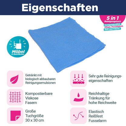 CleaningBox® 5-in-1 Wet Wipes Furniture &amp; Surfaces