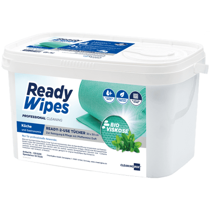 CleaningBox 5-in-1 Kompostierbare ReadyWipes Gastronomie & Küche 50er Nachfüllpackung Grün, 30x30 cm