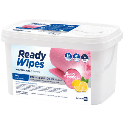 CleaningBox 5-in-1 Kompostierbare ReadyWipes WC & Toilette 50er Spenderbox Rot, 30x30 cm