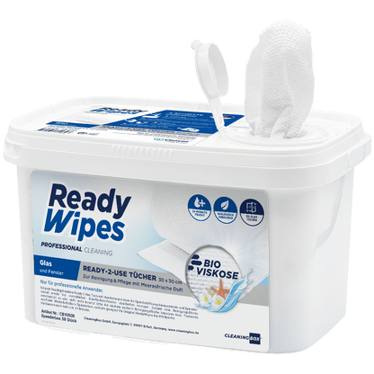CleaningBox 5-in-1 Kompostierbare ReadyWipes Glas & Fenster 50er Nachfüllpack Weiß, 30x30 cm
