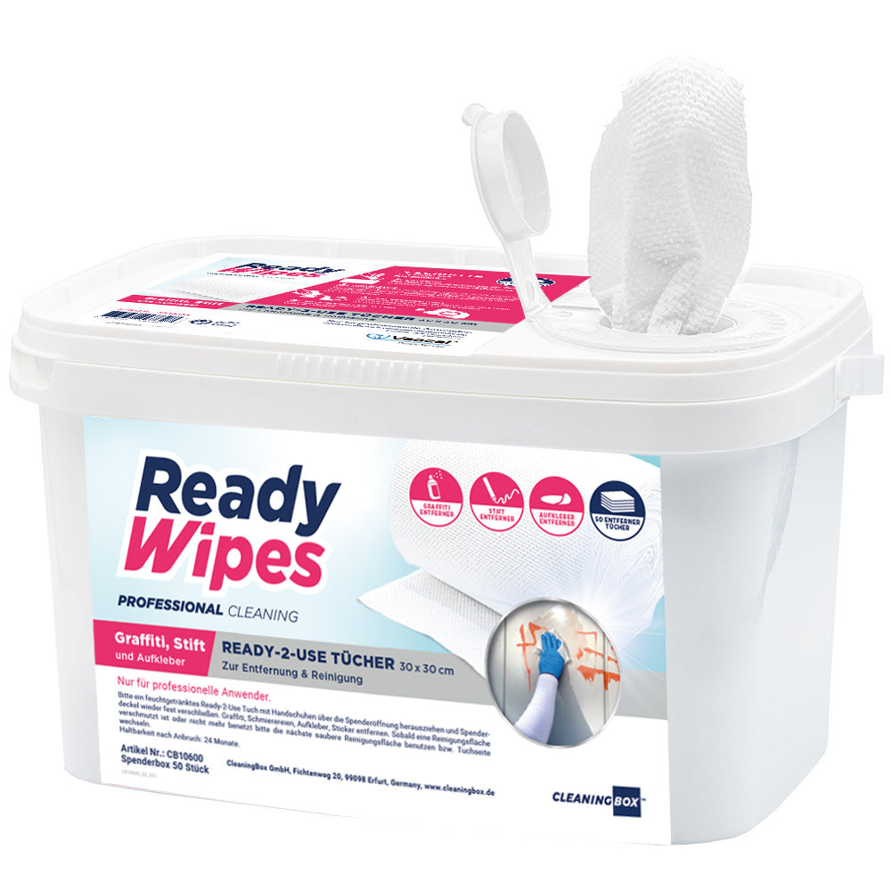 CleaningBox 4-in-1 ReadyWipes Reinigungstücher Graffiti & Stift 50er Spenderbox