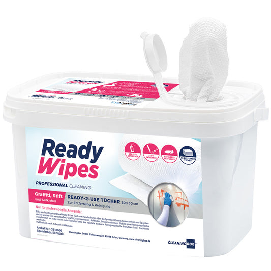 CleaningBox 4-in-1 ReadyWipes Reinigungstücher Graffiti & Stift 50er Spenderbox