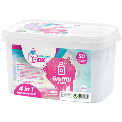 CleaningBox 4-in-1 ReadyWipes Reinigungstücher Graffiti & Stift 50er Spenderbox