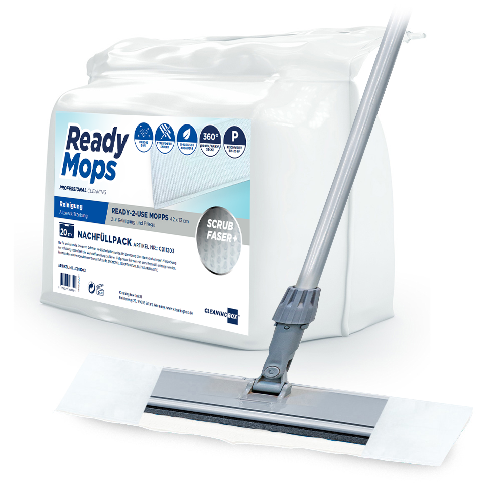 CleaningBox ReadyMops P Allzweck Reichweite 20 m², 42x13 cm, weiß, 2 x 20er Nachfüllpack