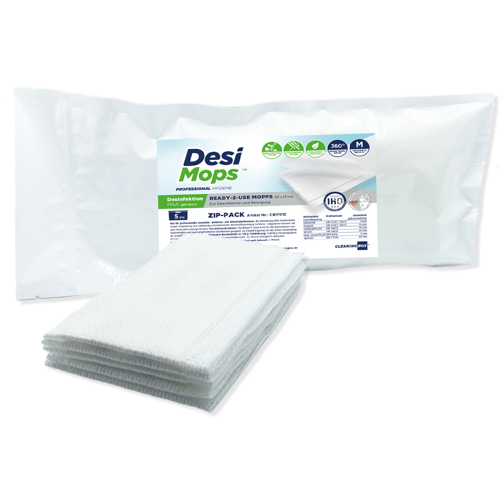 CleaningBox DesiMops M Reichweite bis 20 m², 42x13 cm, weiß, 5er ZIP-Pack