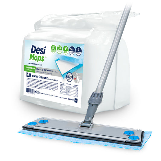 CleaningBox DesiMops L Reichweite 35 m², 42x13 cm, blau, 2 x 12er Nachfüllpack