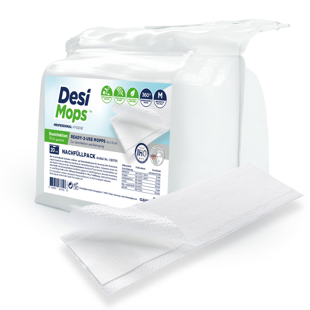 CleaningBox DesiMops M Reichweite bis 20 m², 42x13 cm, weiß, 2 x 20er Nachfüllpack