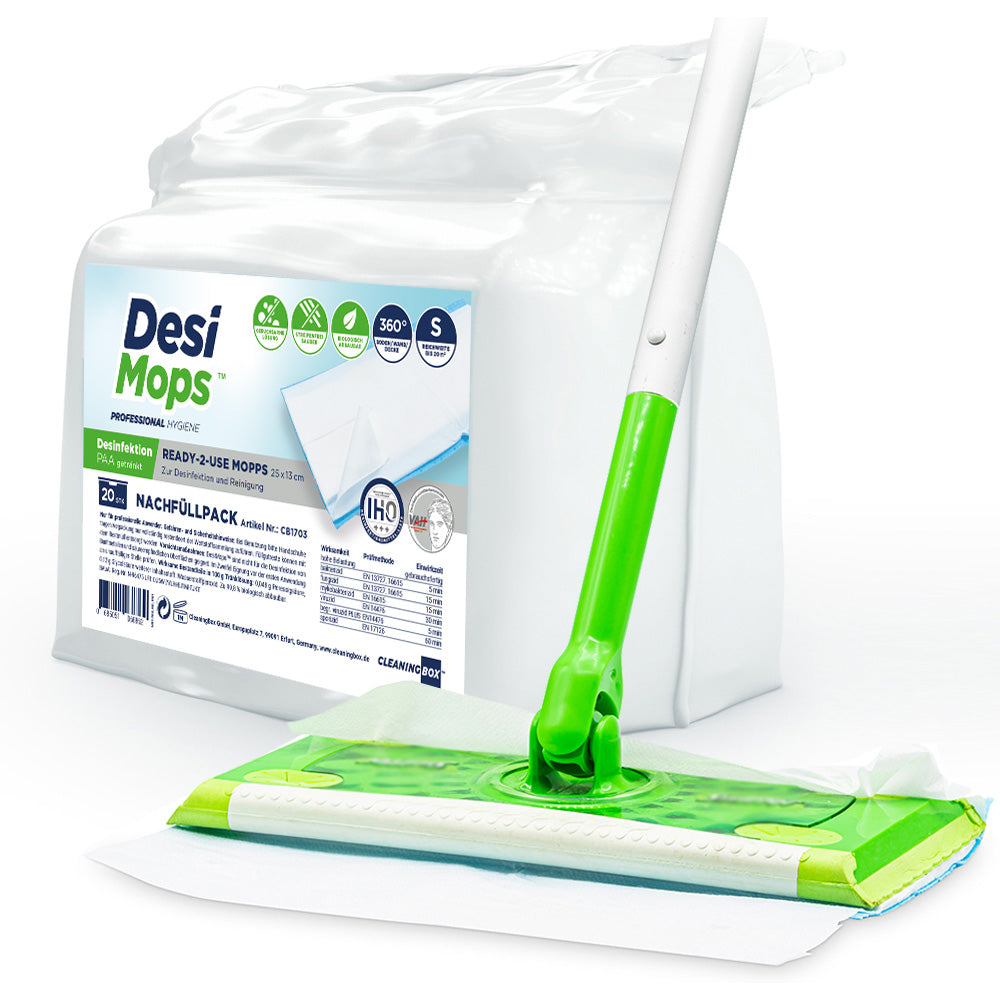 CleaningBox DesiMops S Reichweite bis 20 m², 25x13 cm, blau, 20er Spenderbox