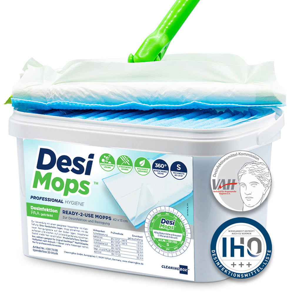 CleaningBox DesiMops S Reichweite bis 20 m², 25x13 cm, blau, 20er Spenderbox