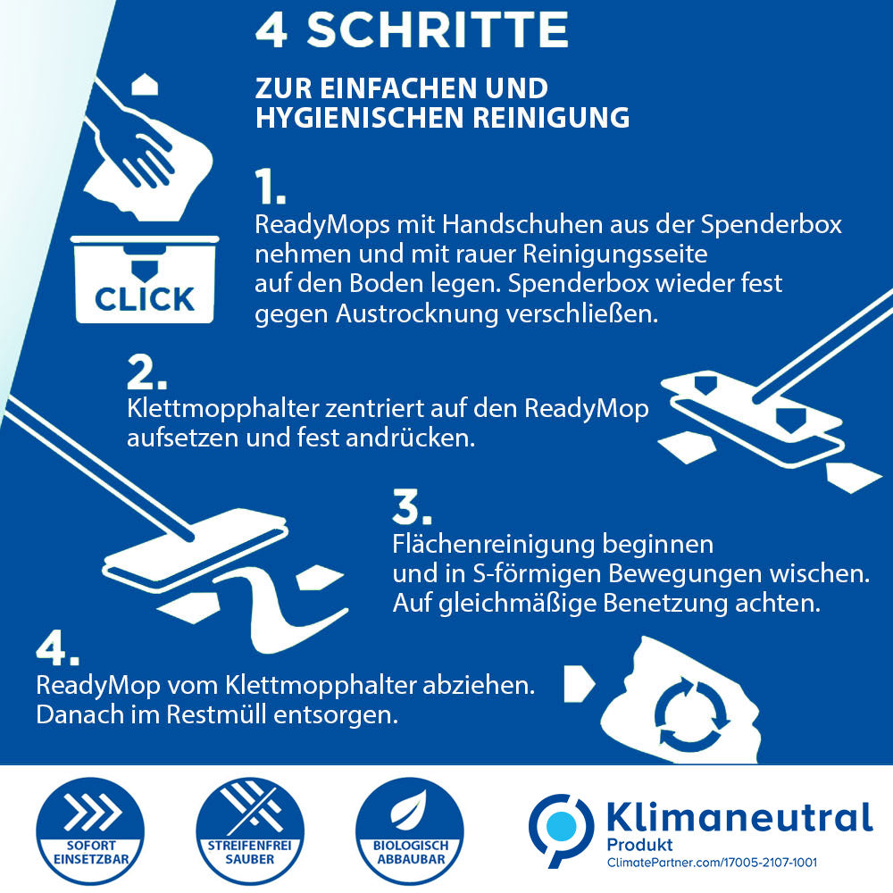 CleaningBox ReadyMops M Allzweck Reichweite 20 m², 42x13 cm, weiß, 5er ZIP-Pack