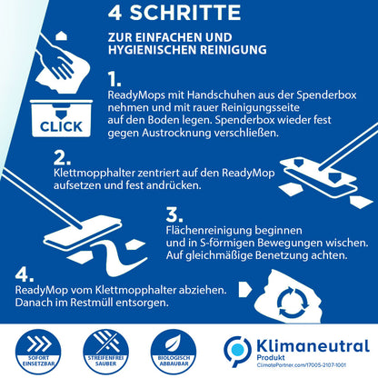 CleaningBox ReadyMops M Allzweck Reichweite 20 m², 42x13 cm, weiß, 5er ZIP-Pack