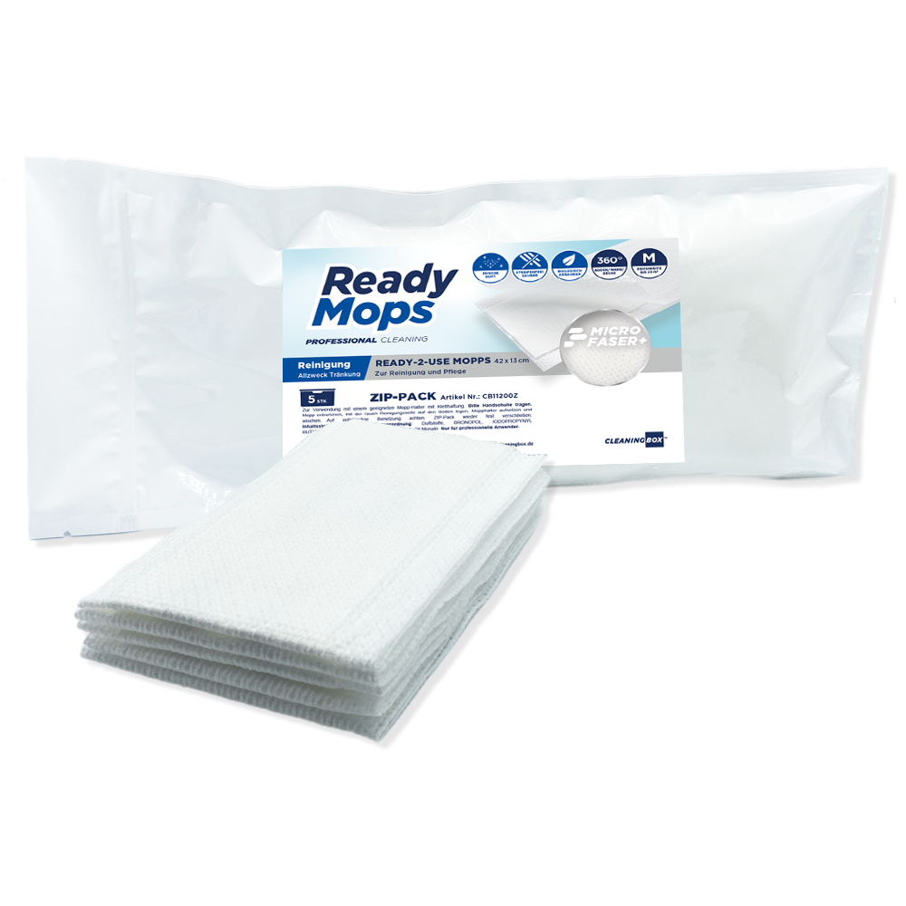 CleaningBox ReadyMops M Allzweck Reichweite 20 m², 42x13 cm, weiß, 5er ZIP-Pack