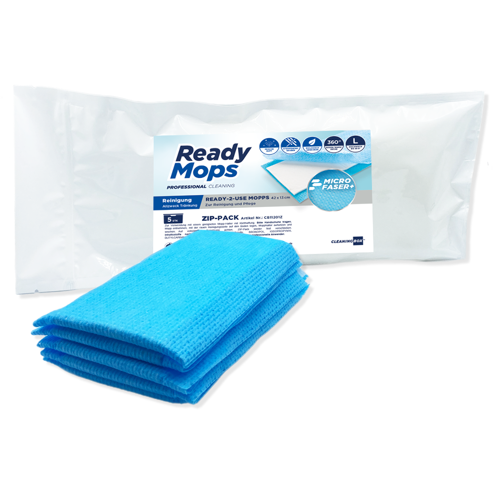 CleaningBox ReadyMops L Allzweck Reichweite 35 m², 42x13 cm, blau, 5er ZIP-Pack