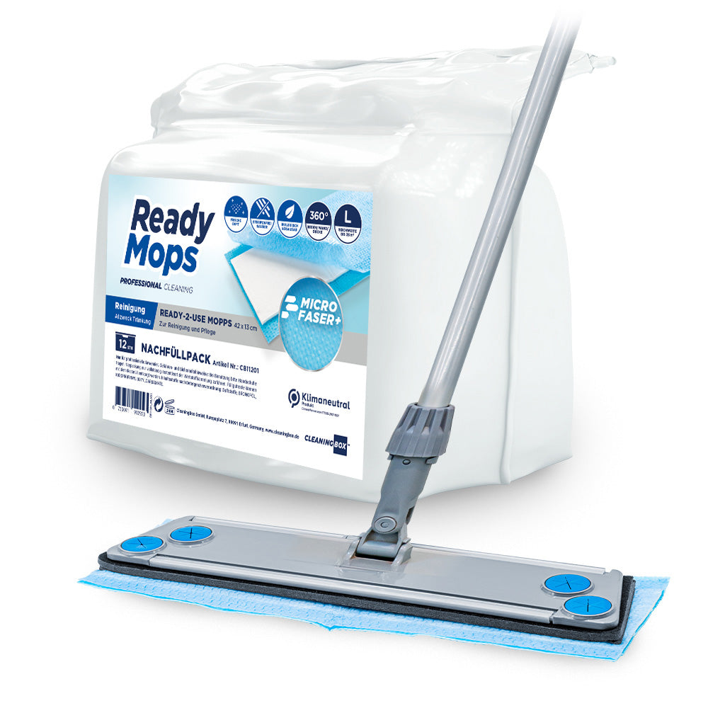 CleaningBox ReadyMops L Allzweck Reichweite 35 m², 42x13 cm, blau, 2 x 12er Nachfüllpack