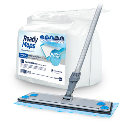 CleaningBox ReadyMops L Allzweck Reichweite 35 m², 42x13 cm, blau, 2 x 12er Nachfüllpack