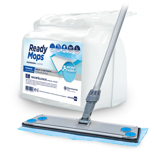 CleaningBox ReadyMops L Allzweck Reichweite 35 m², 42x13 cm, blau, 2 x 12er Nachfüllpack