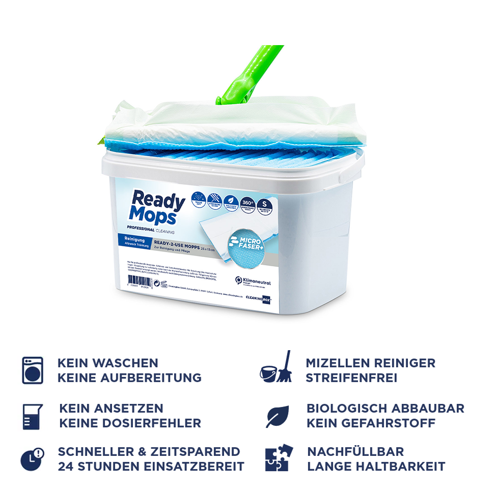 CleaningBox ReadyMops S Allzweck Reichweite 20 m², 25x13 cm, blau, 20er Spenderbox